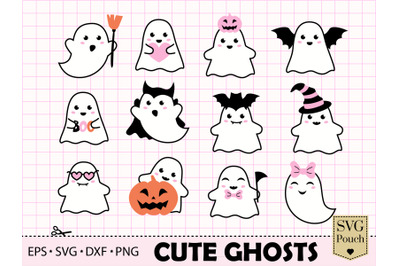 Cute Ghosts SVG Bundle | Girl Halloween
