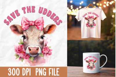 Save The Udders Breast Cancer Pink Cow