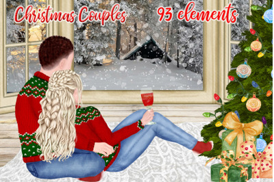 Christmas Couples Clipart,Christmas Sweaters Winter clipart