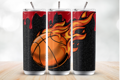 Fire Basketball 20 Oz Tumbler Wrap Sublimation Design