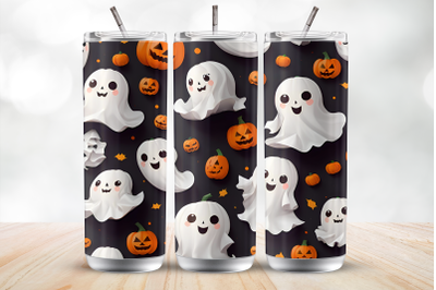 Cute Halloween Ghosts and Pumpkins 20 Oz Tumbler Wrap