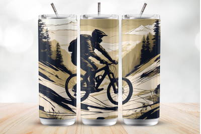 Mountain Biker 20 Oz Tumbler Wrap Sublimation Design