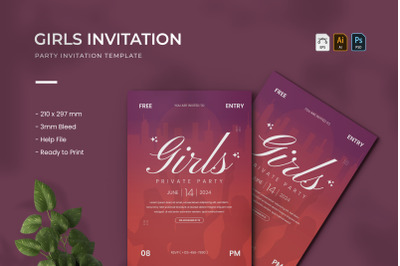 Girls - Party Invitation