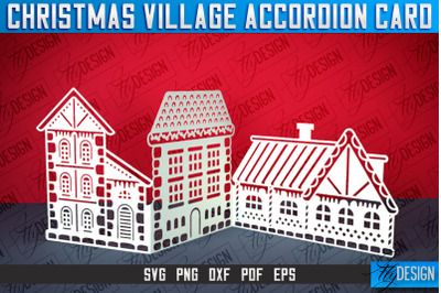 Christmas Village Accordion Card | Paper Cut SVG | Home Design