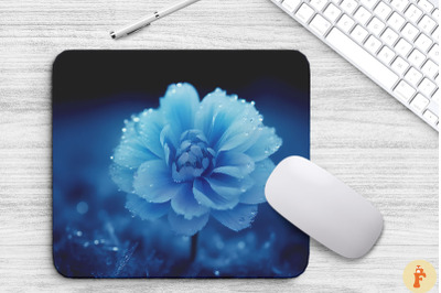 Frozen Blue Flower On Snow Mouse Pad