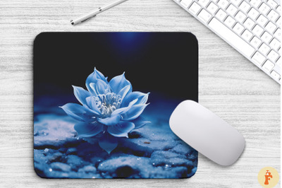 Frozen Blue Flower On Snow Mouse Pad