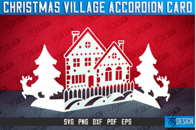 Christmas Village Accordion Card | Paper Cut SVG | Home Design