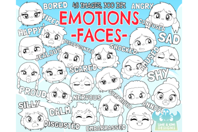 Emotion - Faces Digital Stamps (Lime and Kiwi Designs)