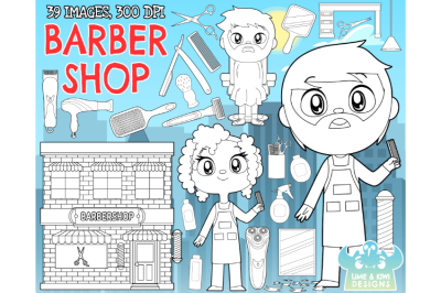 Barber Shop Digital Stamps (Lime and Kiwi Designs)