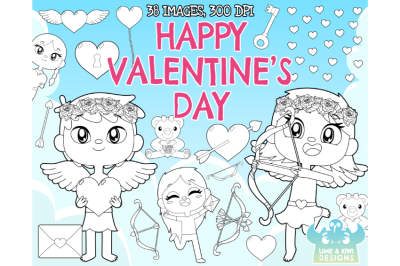 Happy Valentine&#039;s Day Digital Stamps (Lime and Kiwi Designs)