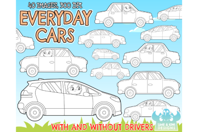 Everyday Cars Digital Stamps (Lime and Kiwi Designs)
