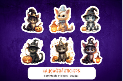 Cute cartoon cat sticker Halloween sticker PNG