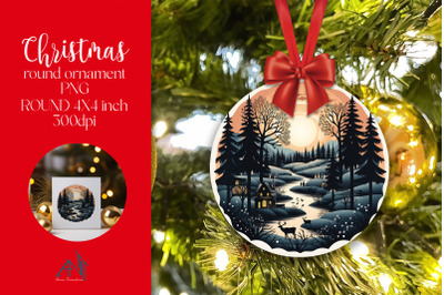 Christmas Round Ornament Sublimation PNG