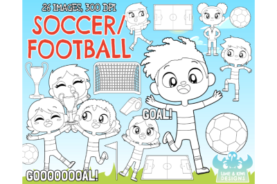 Soccer/Football Digital Stamps (Lime and Kiwi Designs)