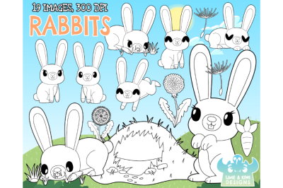 Rabbits Digital Stamps (Lime and Kiwi Designs)