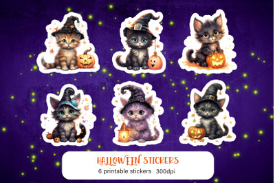 Cute cartoon cat sticker Halloween sticker PNG