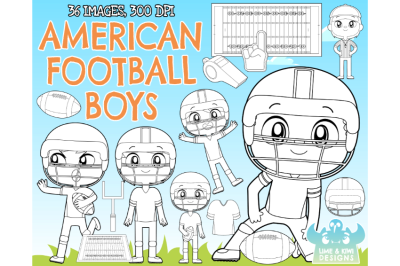 American Football - Boys Digital Stamps (Lime and Kiwi Designs)