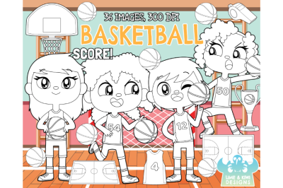 Basketball Digital Stamps (Lime and Kiwi Designs)