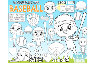 Baseball Digital Stamps (Lime and Kiwi Designs)