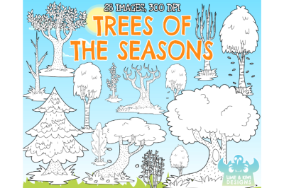 Trees of the Seasons Digital Stamps (Lime and Kiwi Designs)