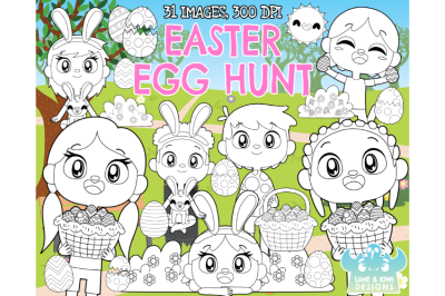 Easter Egg Hunt Digital Stamps (Lime and Kiwi Designs)