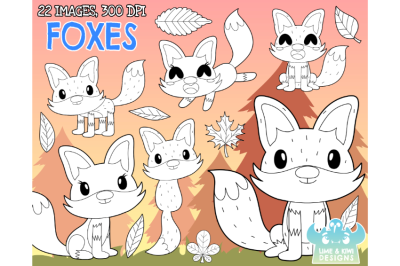 Foxes Digital Stamps (Lime and Kiwi Designs)