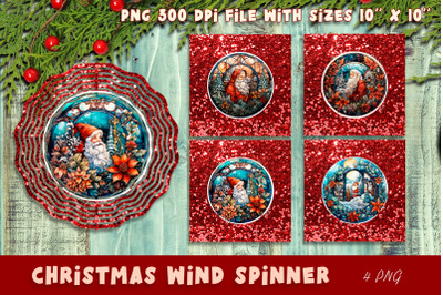 Christmas wind spinner sublimation | Santa and Poinsettia