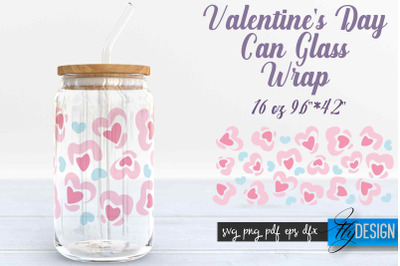 Valentines Day Glass Can Wrap SVG