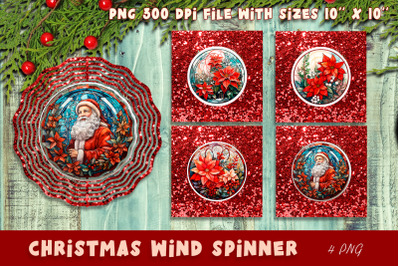 Christmas wind spinner sublimation | Santa and Poinsettia