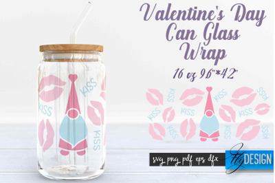 Valentines Day Glass Can Wrap SVG