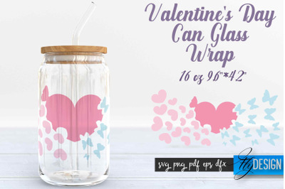 Valentines Day Glass Can Wrap SVG