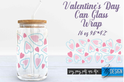 Valentines Day Glass Can Wrap SVG