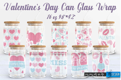 Valentines Day Glass Can Wrap SVG