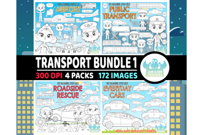 Transport Bundle 1 Digital Stamps 1 (Lime and Kiwi Designs)