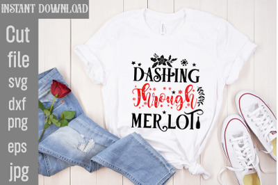 Dashing Through Merlot SVG cut file&2C;funny Christmas png&2C; retro Santa p