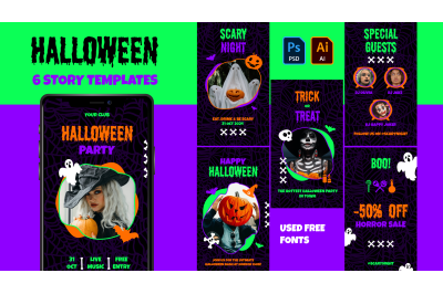 Neon Halloween Story Templates