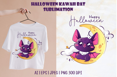 Kawaii Halloween bat sublimation design