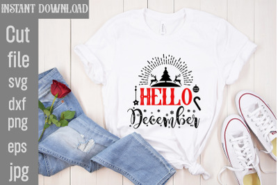 Hello December SVG cut file&2C;funny Christmas png&2C; retro Santa png&2C; mama