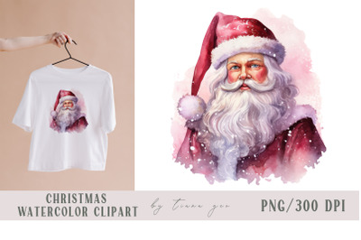 Cute watercolor Christmas Santa clipart- 1 png file