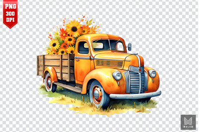 Watercolor Sunflowers Truck Clipart