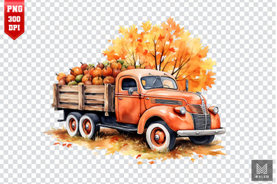 Watercolor Truck With Pumpkin Clipart