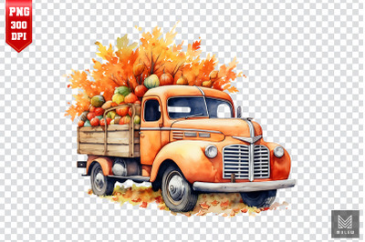 Watercolor Truck With Pumpkin Clipart