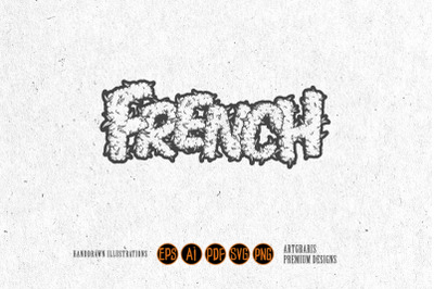 Cannabis smoke effect French lettering monochrome