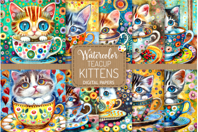 Teacup Kittens - Transparent Watercolor Paintings