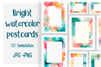 Bright watercolor postcards