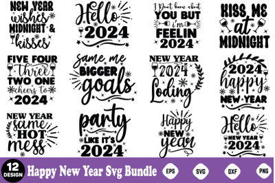 Happy New Year SVG Bundle&2F; Happy New Year 2024