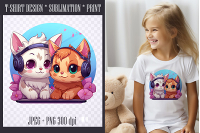 Anime Style Cute Kitten Sublimation|PNG|JPEG