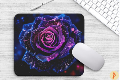 Magical Galaxy Purple Roses Mouse Pad