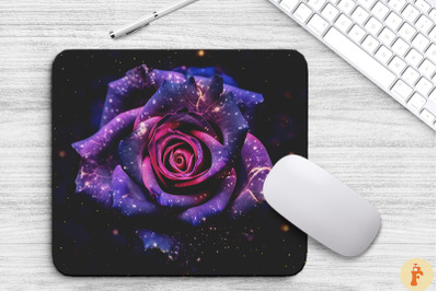 Magical Galaxy Purple Roses Mouse Pad