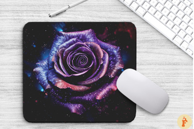 Magical Galaxy Purple Roses Mouse Pad